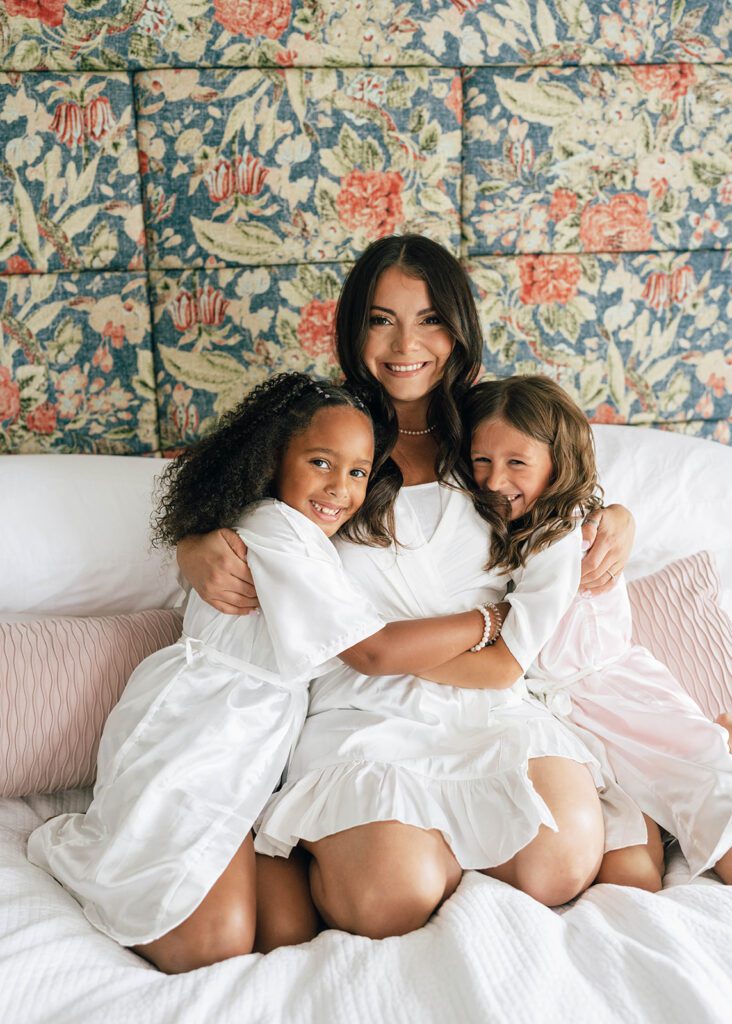 Bride with flower girls