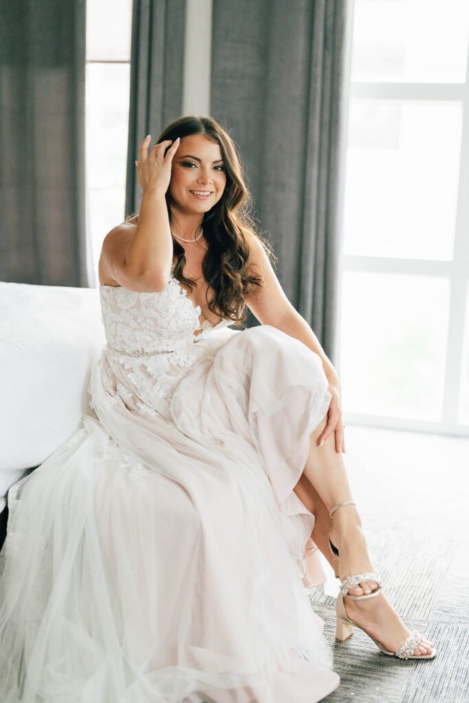 Bride getting ready for wedding ceremony