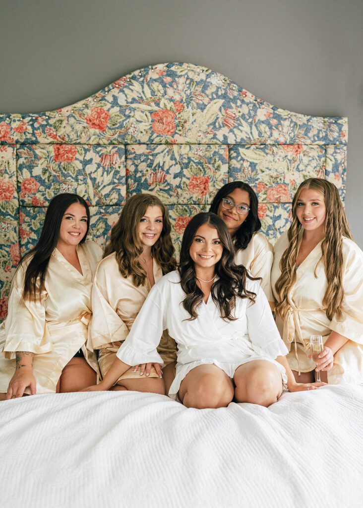 Bride and bridesmaids getting ready at Townley House