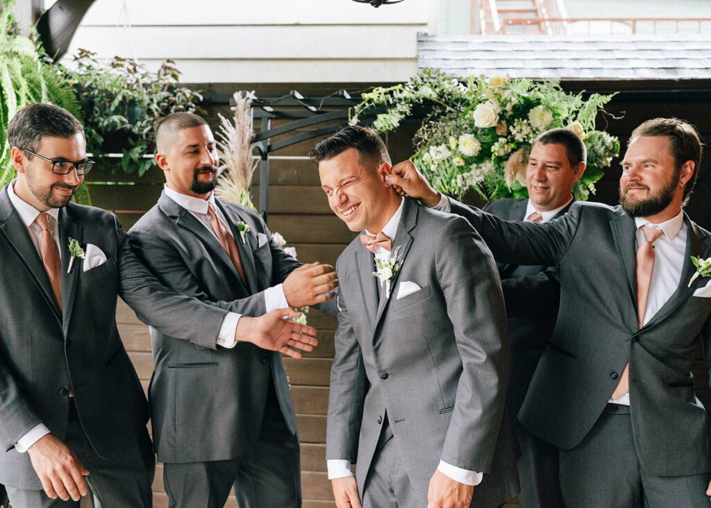 Groom and groomsman photos from micro wedding in PA