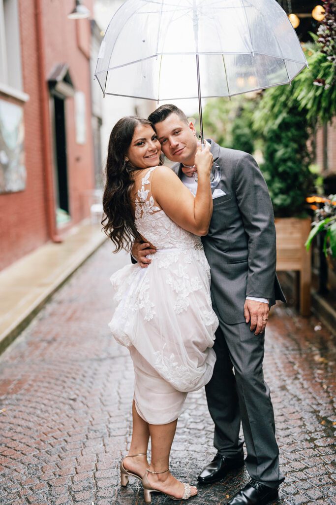 Bride and groom portraits from a Pennsylvania micro wedding