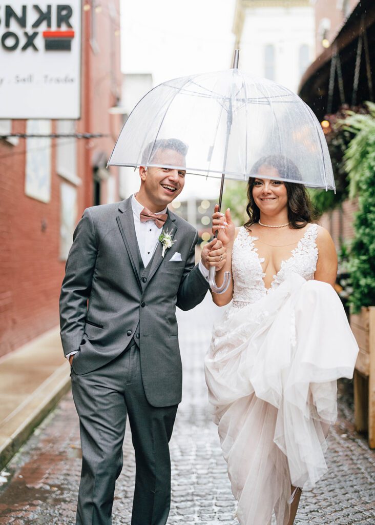 Bride and groom portraits from a Pennsylvania micro wedding