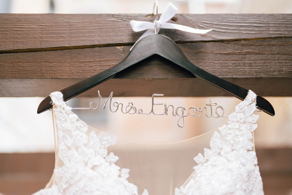 Custom wedding dress hanger