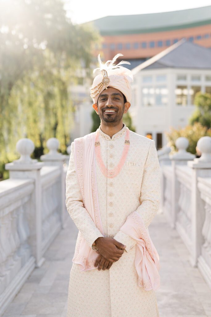Indian groom posing for portraits