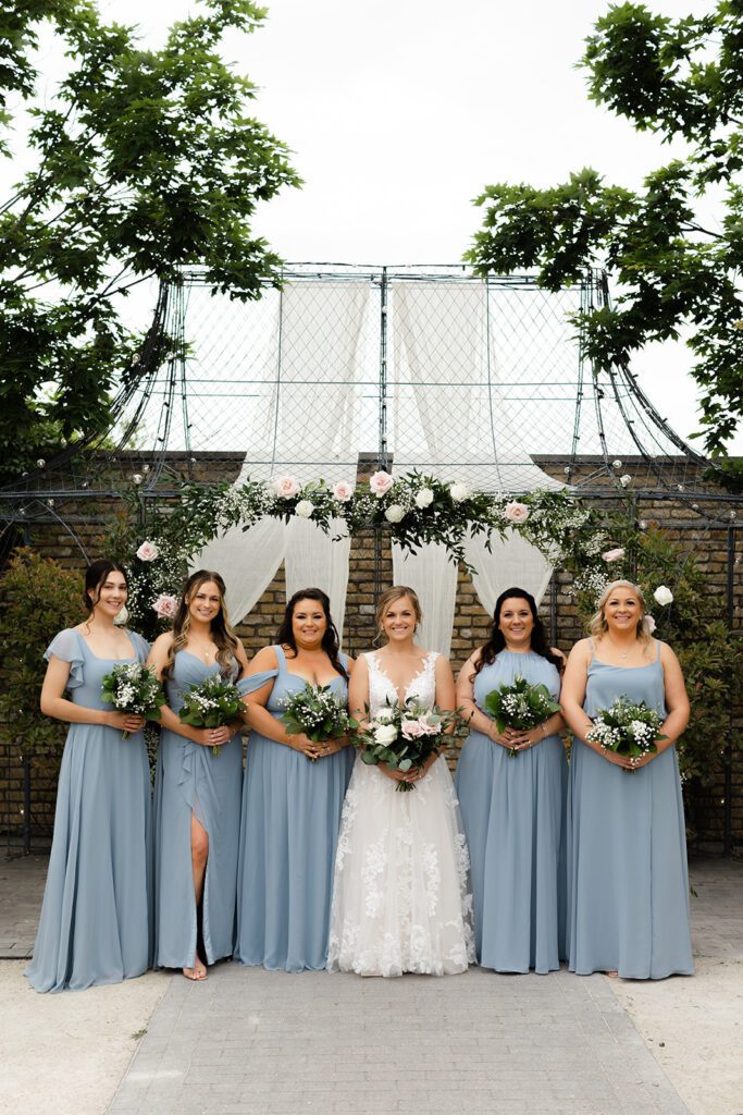 Bride and bridesmaids portraits from Pennsylvania wedding at garden wedding venue - Terrain Gardens at Devon Yard